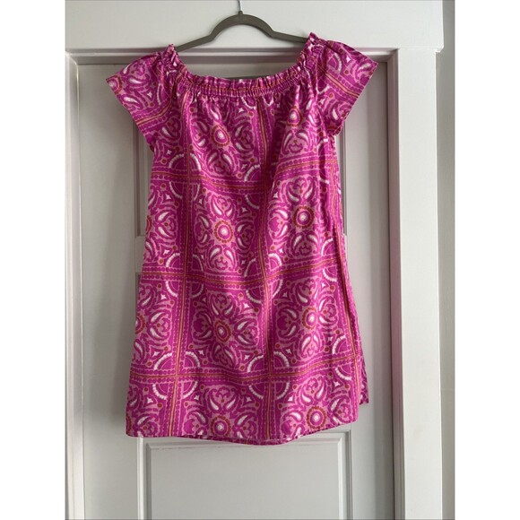 Vineyard Vines Womens Small Off Shoulder Pink White Mini Dress - Picture 7 of 7